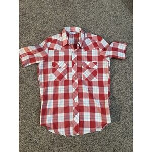 Vintage Dakota 5 Brothers Mens Pearl Snap Large Red Plaid Shirt Western Cowboy